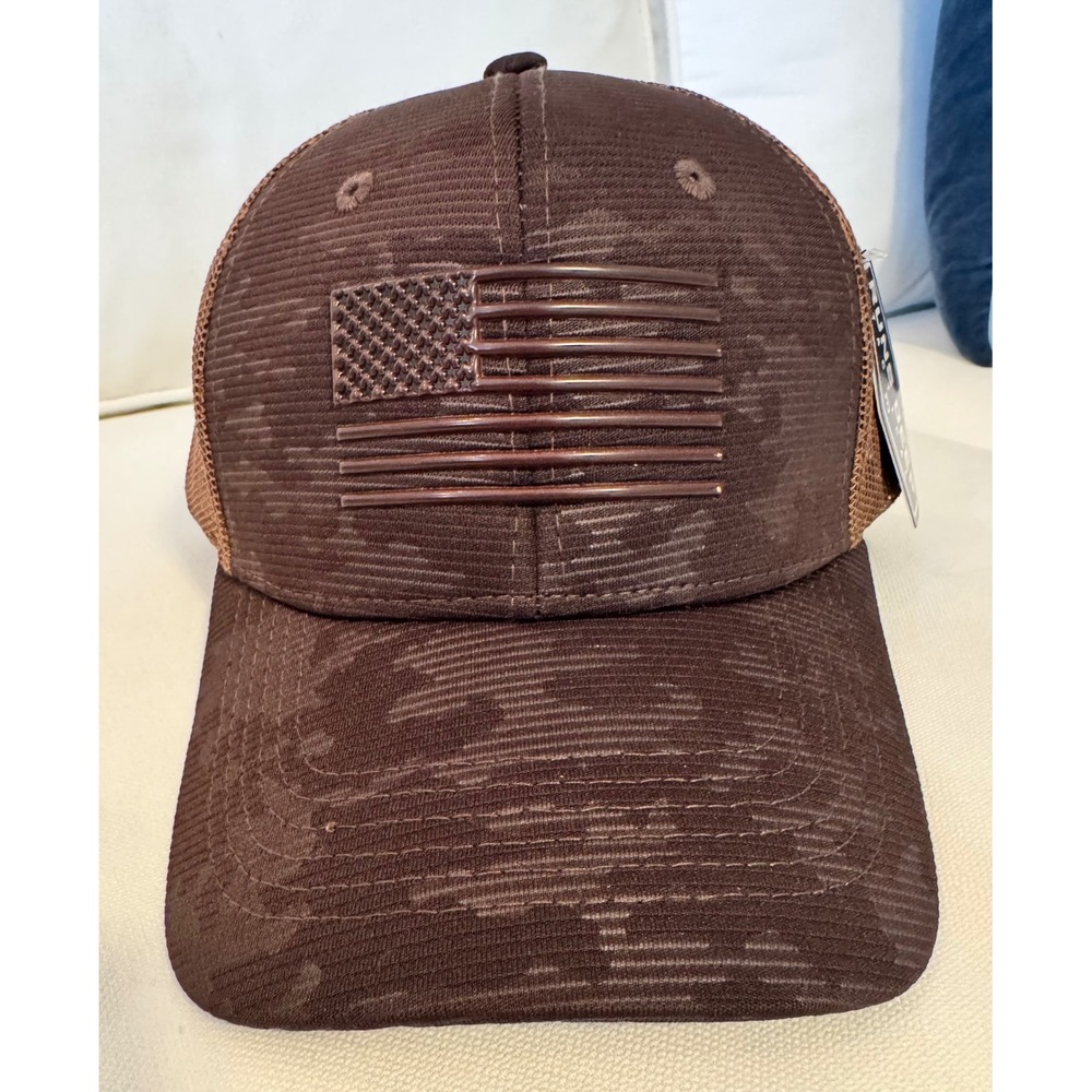 Runs Deep Tactical American Flag Camo Trucker Hat Brown OSFM‎
